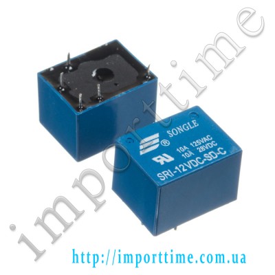 Реле 12V 10A 5pin (1 open 1 close) SRI-12VDC-SD-C