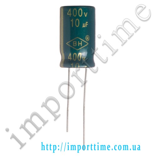 Конденсатор электролитический 10мкФx 400В, 105°C,10x20